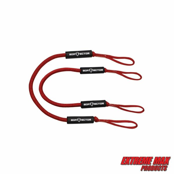 Extreme Max Extreme Max 3006.2571 BoatTector Bungee Dock Line Value 2-Pack - 4', Red 3006.2571